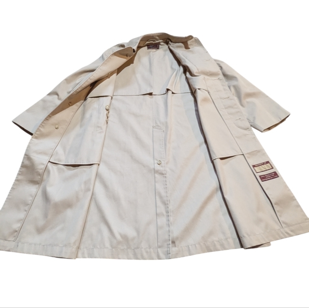 Vintage Nordstrom Classic Tan Cotton Blend Trench Coat Size 40R Preppy Retro - Picture 4 of 9